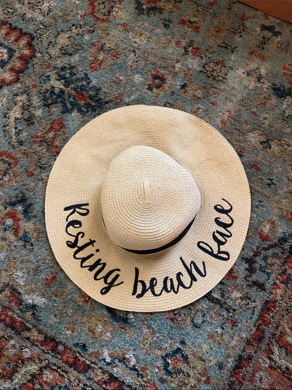 Sun Hat with 'Resting Beach Face' - Natural